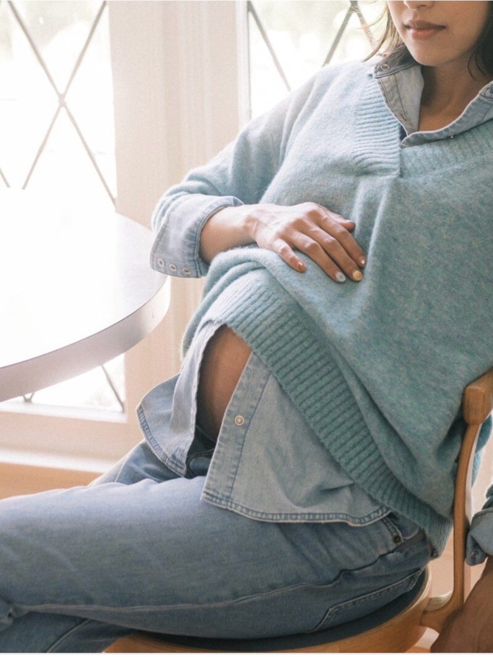 Hatch Powder Blue V-Neck Sweater